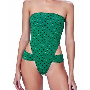NWT Green strapless one piece swimsuit